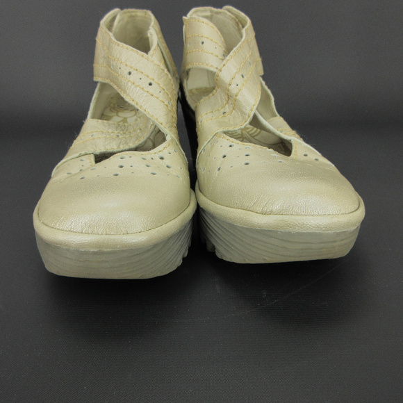 SOLD FLY London Yepe Wedge 37 Gold Mary Jane - Picture 6 of 8